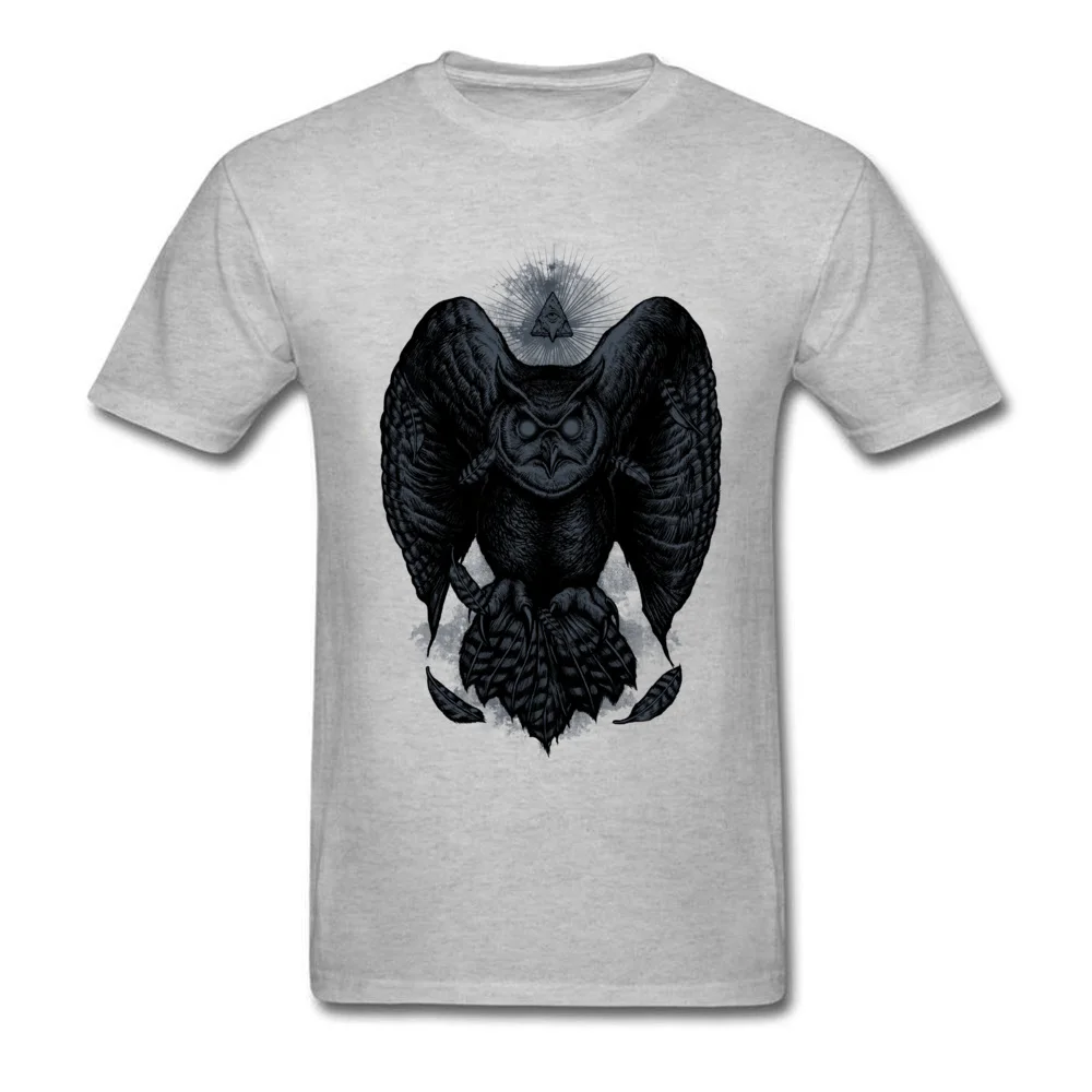 Retro Men Top T-shirts Owl Knight Geek Tops Shirts All Cotton Short Sleeve Printing Top T-shirts Crewneck Top Quality Owl Knight grey