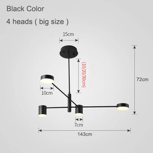 Современный светодиодный потолочный светильник в скандинавском стиле, подвесные светильники для гостиной, ресторана, спальни, люстра, освещение Lampadari Home - Цвет абажура: 4 heads black