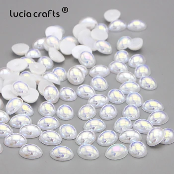 

SALE Lucia Crafts 100pcs/lot 8*10mm ABS Imitation Pearls Flatback Beads Scrapbooking Decoration DIY Handmade Accessories F0209