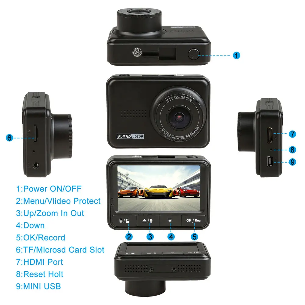 Автомобильный видеорегистратор Камера novatek + SONY IMX 323 объектив 170 градусов Full HD 1080 P