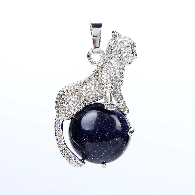 

New Arrival Fashion 1pc Natural Tiger eye Stone Pink Crystal Copper Animal Leopard Pendants For Necklaces Women Charm Jewelry