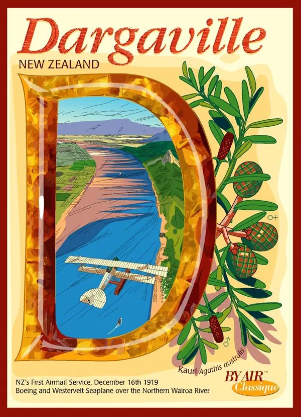 Новая Зеландия NZ Dargaville по воздуху Классическая Настенная Наклейка холст