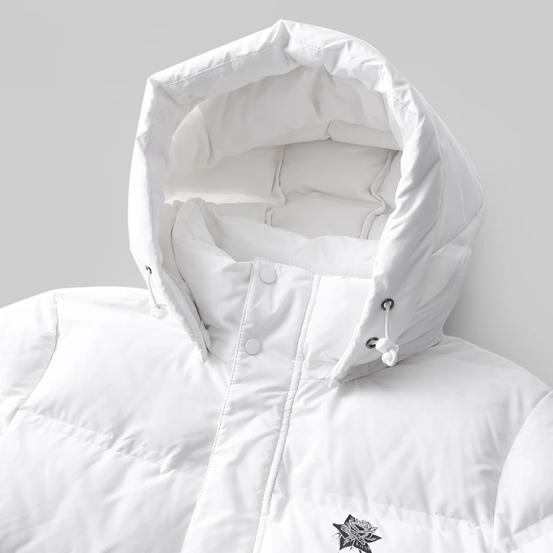 Discount Amii Minimalist Fashion 90% White Duck Down Jacket Winter Women Embroidery Floral  2018 Casual New Loosehooded Black Long Coat 4