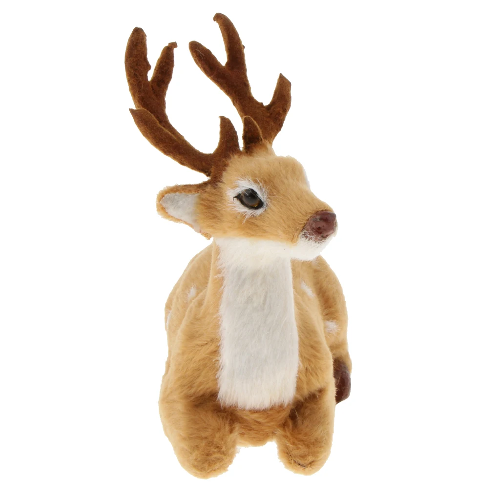 Christmas Lying Deer Model Reindeer Elk Doll Kids Children Toy Home Decorations