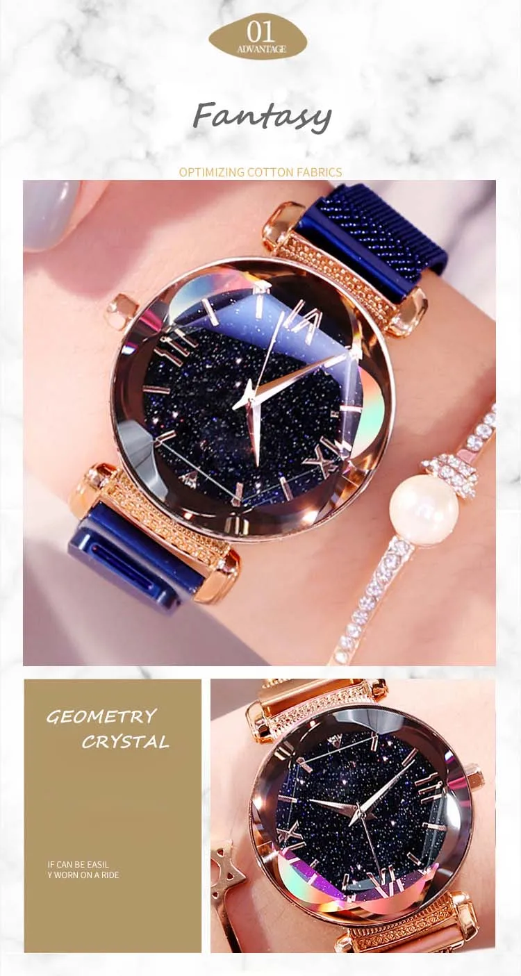 Роскошные женские часы модные магнитные часы Vibrato фиолетовые часы женские наручные часы звездное небо римские цифры подарок часы Топ