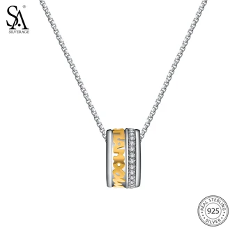 

SA SILVERAGE 925 Sterling Long Necklaces 2018 Rushed New Arrival Women Pendants 14k Color Pendant Necklace Fine Jewelry Maxi
