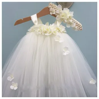 

Ivory Hydrangea Christening Gown Flower Girl Dress Fluffy Children Kids Wedding Tulle Tutu Dresses Special Occasion Clothes