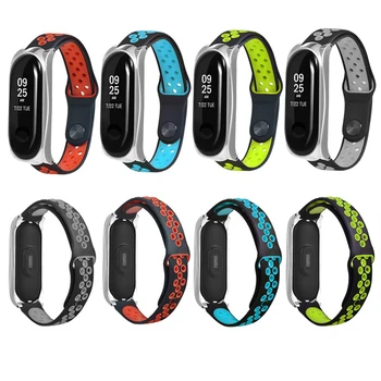 

Strap for Xiaomi Mi Band 3 4 Bracelet Steel Case for Mi Band 3/4 Wristband Strap Replacement Silicone Double Color Band