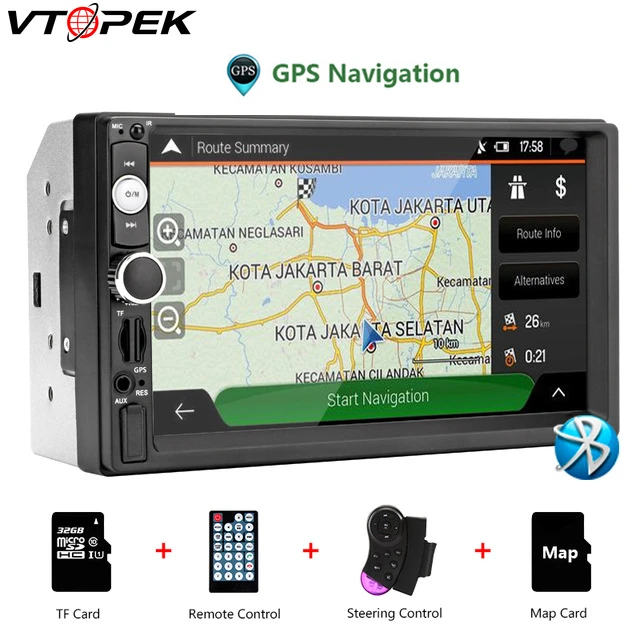 Vtopek 2 din HD coche radio pantalla táctil vehículo reproductor de audio GPS controlador de volante Bluetooth universal Multimedia MP5