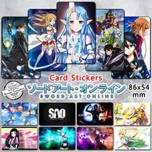 65 pcs lot Sword Art Online 3 Credit Card Stickers Cartoon Characters Asuna Kirito ALO