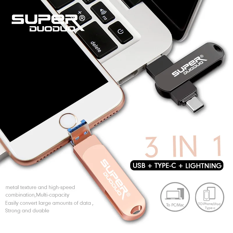 OTG USB флэш накопитель ios для iPhone XS MAX/XR/X/8 8 Гб 16 iOS 3 в 1 32 64 128 ГБ Usb флешка|USB