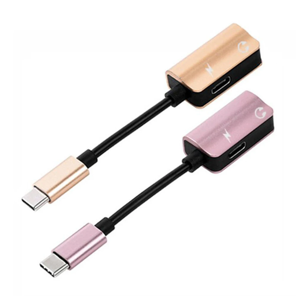 2 in 1 Type-c Male to 3.5mm Audio Digital + Type-c Female Adapter Cable For Headphone Headset Smartphone Android/iOS Adapters