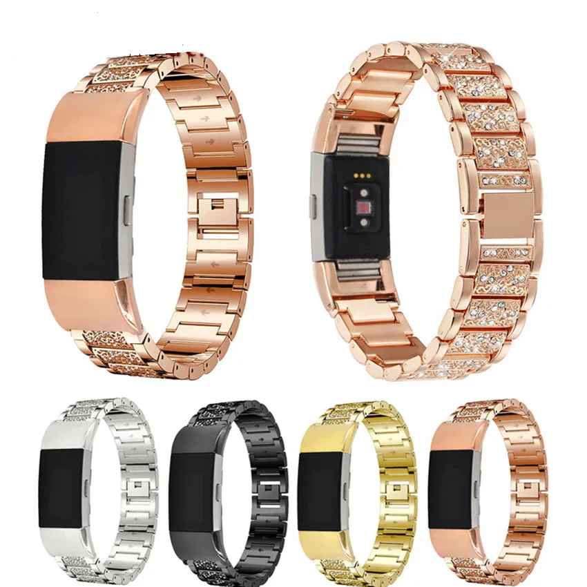 

Watch Band For Fitbit Charge 2, Replacement Metal Bracelet Adjustable Fitbit charge 2 Bands with Rhinestone AW830