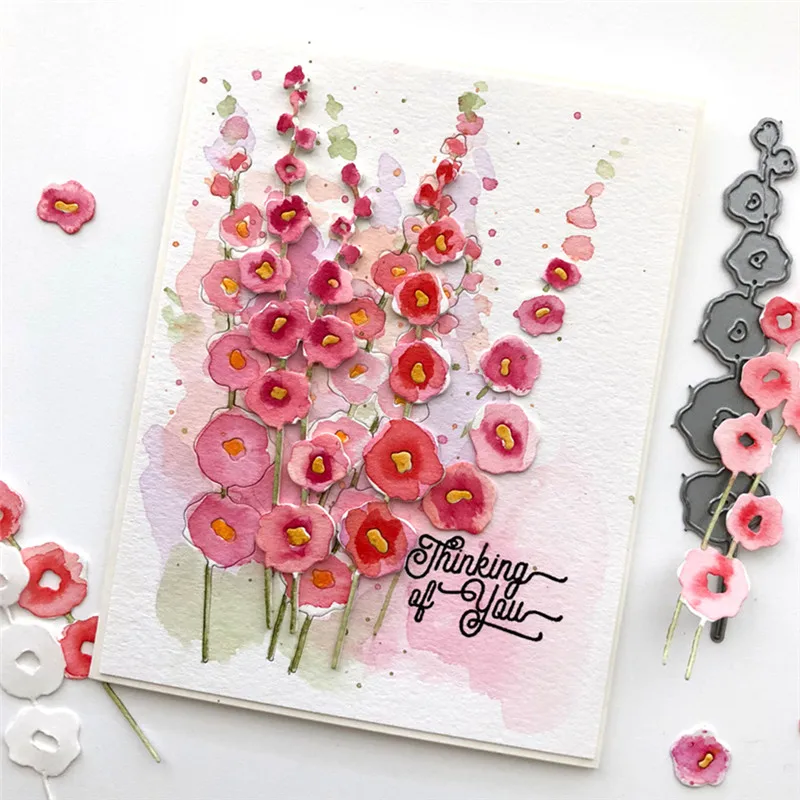 

Naifumodo Hollyhocks Die Set Flower Metal Cutting Dies New 2019 for Card Making Scrapbooking DIY Album Paper Craft Die Cut