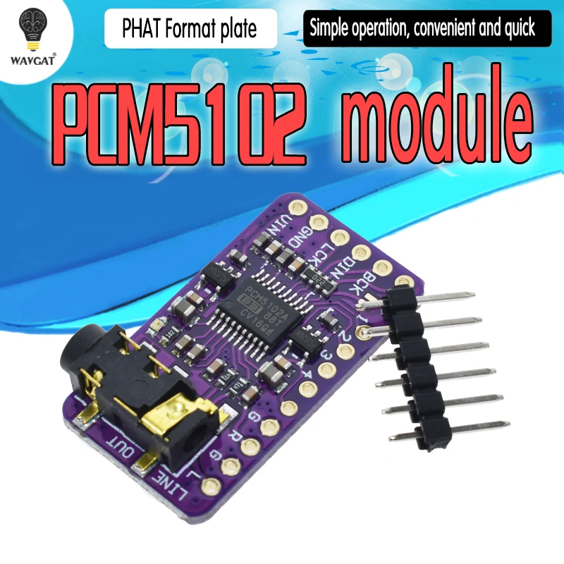 Плата DAC декодера интерфейса I2S PCM5102A модуль плеера для Raspberry Pi pHAT плата формата