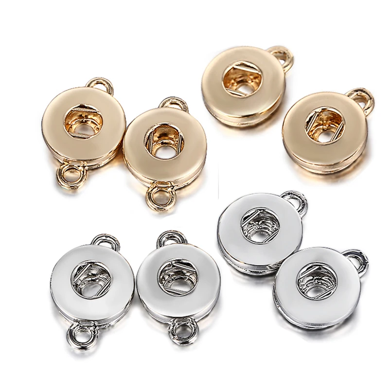 

10pcs/lot Snap Jewelry Wholesale Gold Color 12mm Snap Accessories Connecter fit handmade snap bracelet buttons