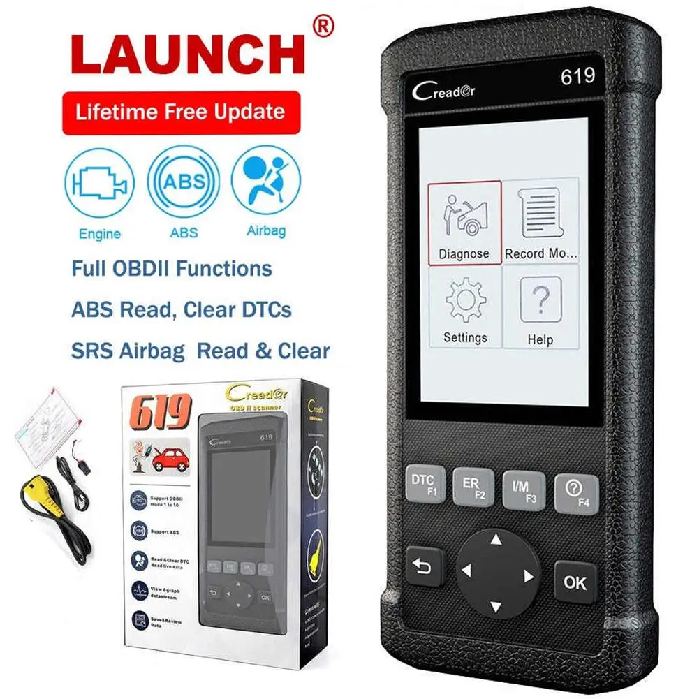 

High Quality Original ABS SRS Car Diagnostic Tool LAUNCH CR619 OBD2 Code Readers Engine Check Automotive Scanner Multifunction
