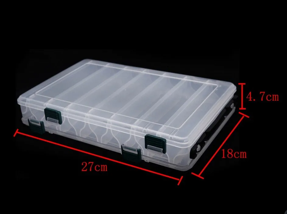 Double Sided 14/10 Compartments, KAWA Fishing Box, High Strength Transparent Visible Plastic  Box with Drain Hole, Free Shipping