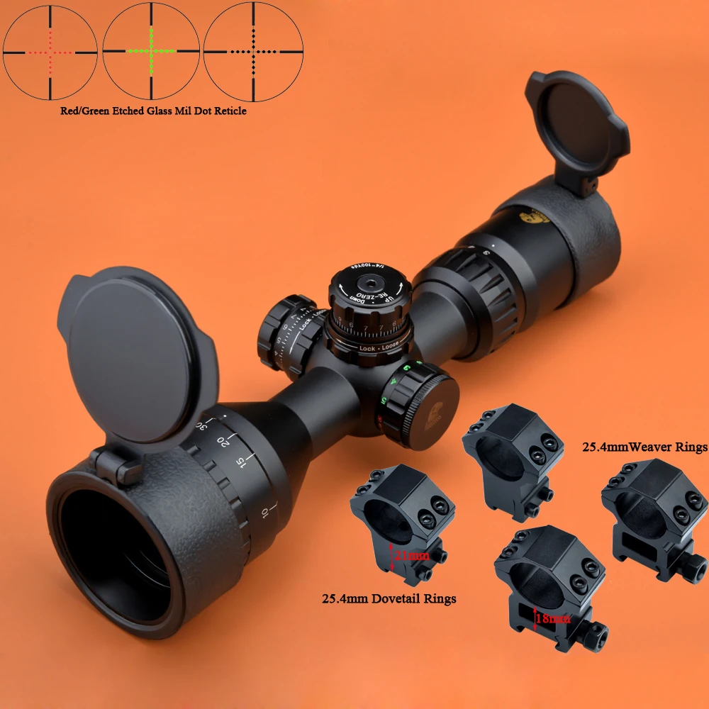Eagle Eye Riflescope 39x42 Ao R/g Compact Tactical Scope Glass Mil Dot