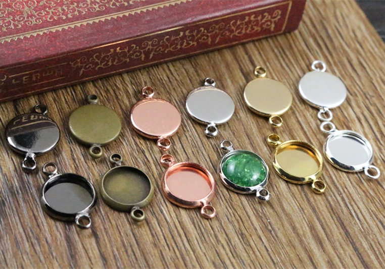 10mm 20pcs Brass Material 6 Colors Plated Double hanging Style Cameo Setting Base Cabochon Setting Connector High Quality 10mm 20pcs Brass Material 6 Colors Plated Double hanging Style Cameo Setting Base Cabochon Setting Connector High Quality