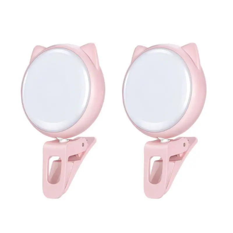 

Free Shipping Cat Shape Selfie Ring Light Clip On Rechargeable LED Camera Phone Fill Light Whiten Beauty Slimming Photography Lamp