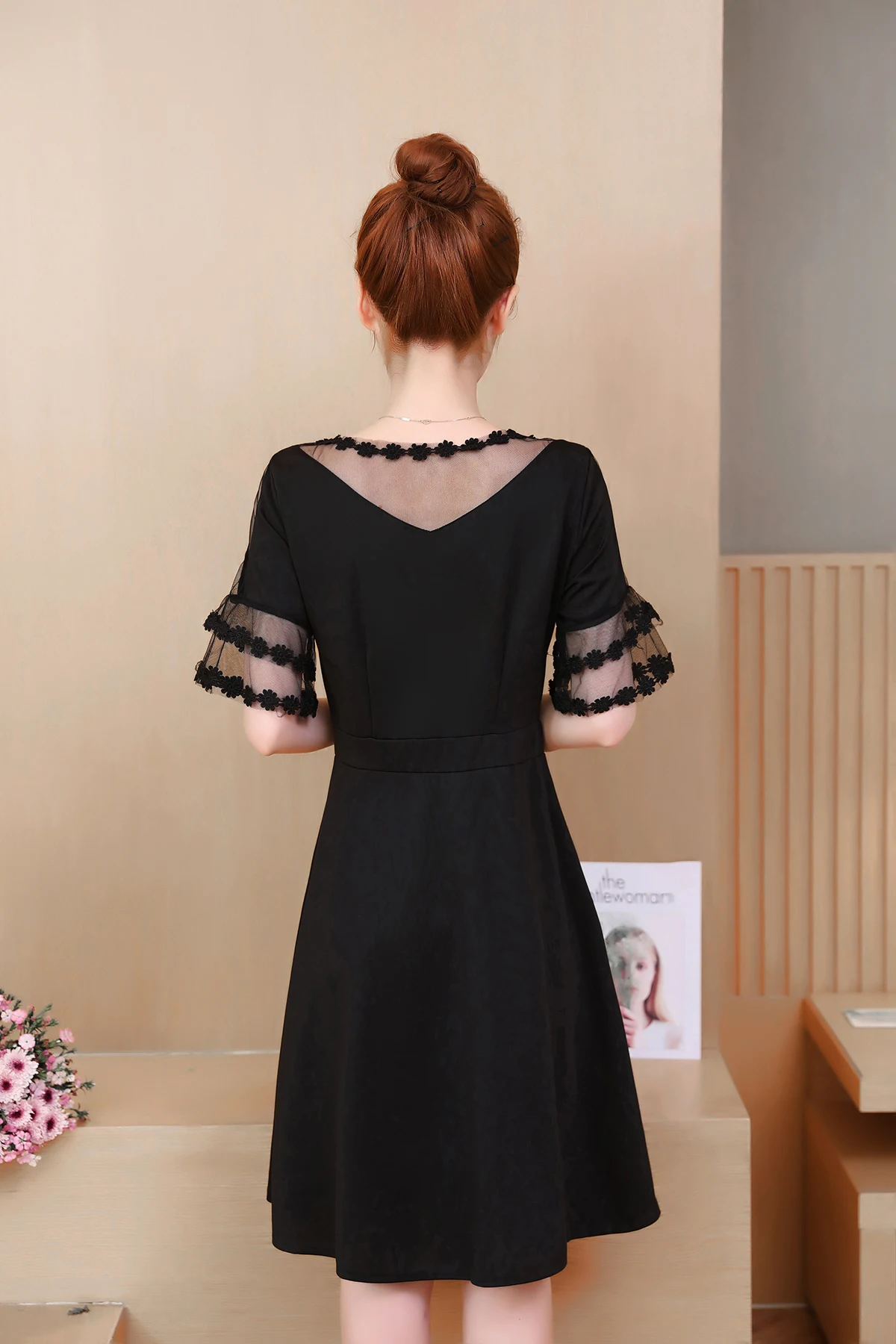 L-5xl летнее черное сексуальное женское платье с коротким рукавом и круглым вырезом винтажные вечерние свободные пляжные платья размера плюс