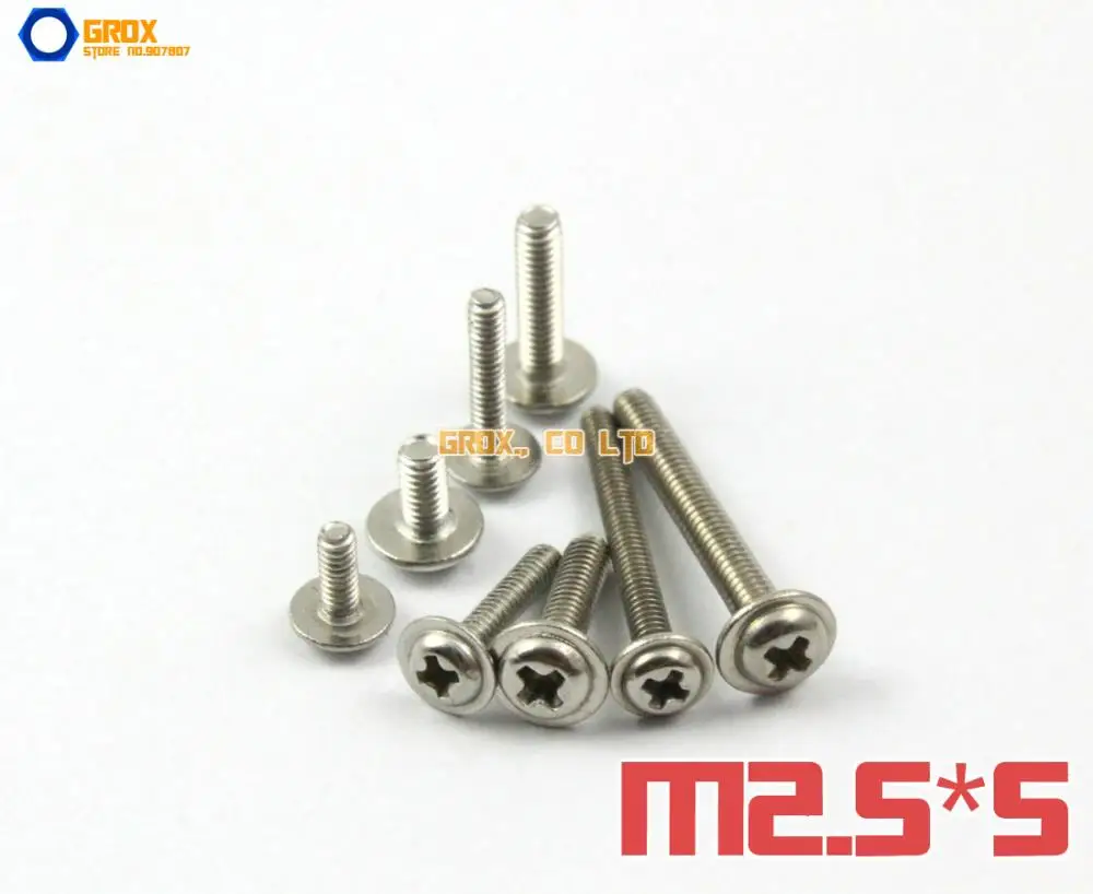

200 Pieces M2.5 x 5mm 304 Stainless Steel Phillips Pan Washer Head Machine Screw