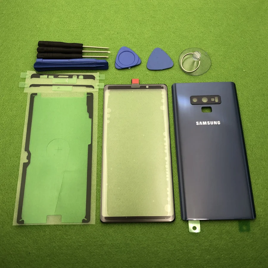 Для samsung Galaxy Note 9 N960 N960F передний экран стекло объектив Note9 Задняя крышка батареи дверь задний корпус+ наклейки инструменты