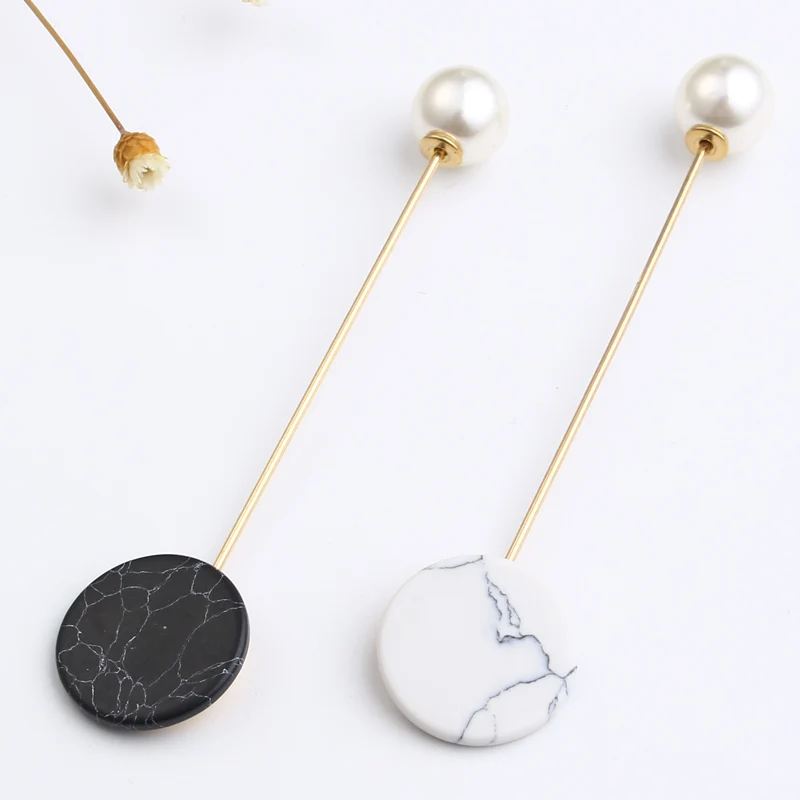 

1pc Black White Stone Boutonniere Stick Safety Pin Brooch Imitated Pearl Screw on Brooch Badge Scarf Dress Suit Jewelry Gifts