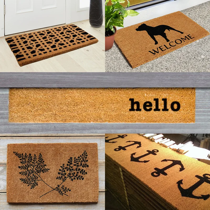 Entry Way Door Mat Coir Material Welcome Entrance Way Area Rug