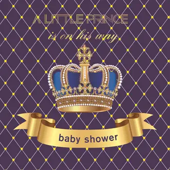 

HUAYI litter prince birthday backdrop photography background baby shower royal blue crown photocall photo studio printed W-889