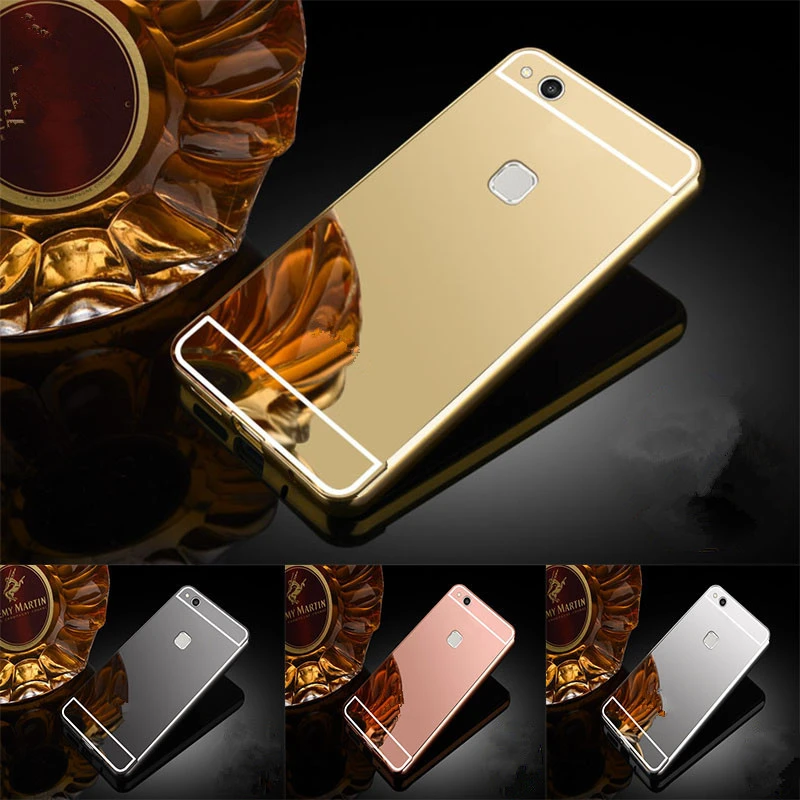 Luxury Rose Gold Mirror Cases For Huawei P8 Lite 2017 Alumimum Metal Frame shell Back Cover for Huawei P9 Lite 2017 huawei phone cover