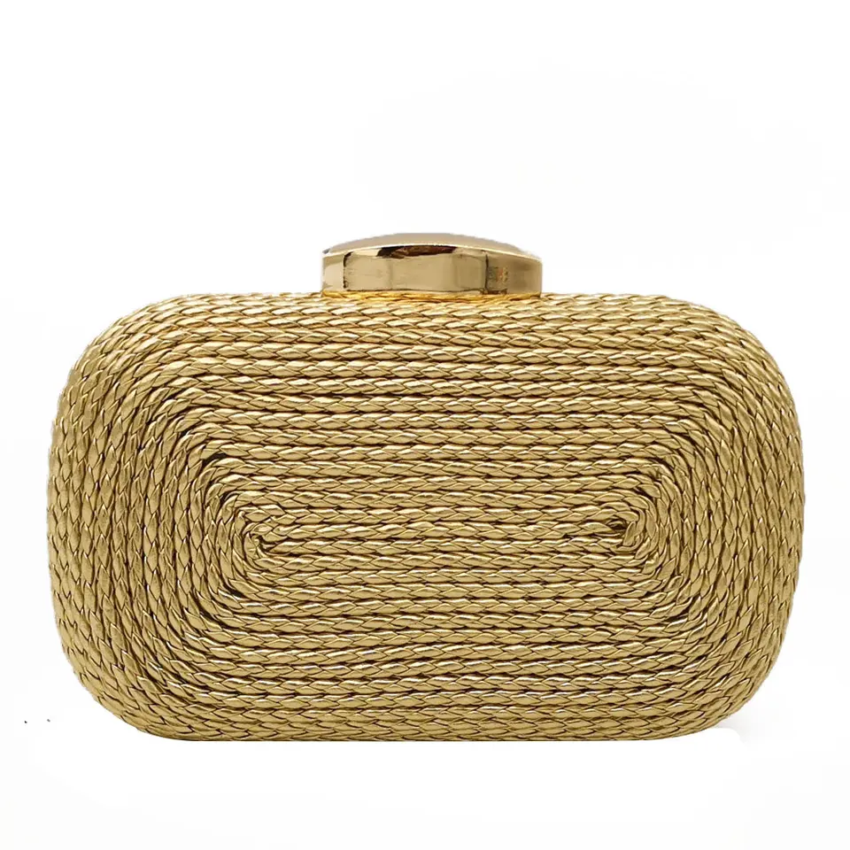 gold woven clutch bag