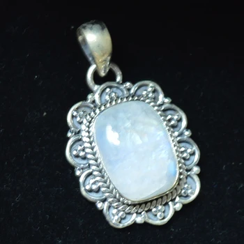 

Genuine Blue Fire Moonstone Pendant 925 Sterling Silver, 35.7 mm, MHBAP4990