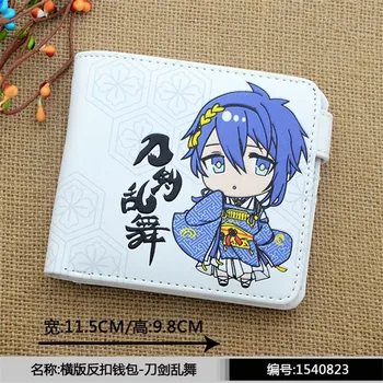 

Touken Ranbu Short Wallets for Women Men Cartoon Mikazuki Munechika Cosplay PU Leather ID Card Holders Purses Notecase Money Bag