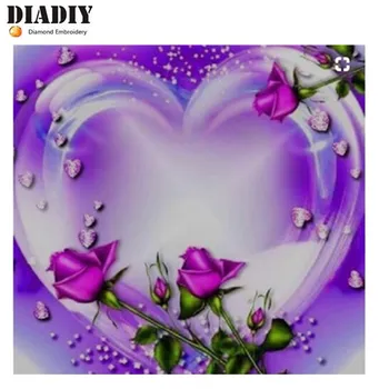 

Full SquareRound Drill 5D DIY Diamond Painting "Heart shaped rose" 3D Embroidery Cross Stitch Mosaic Home Decor