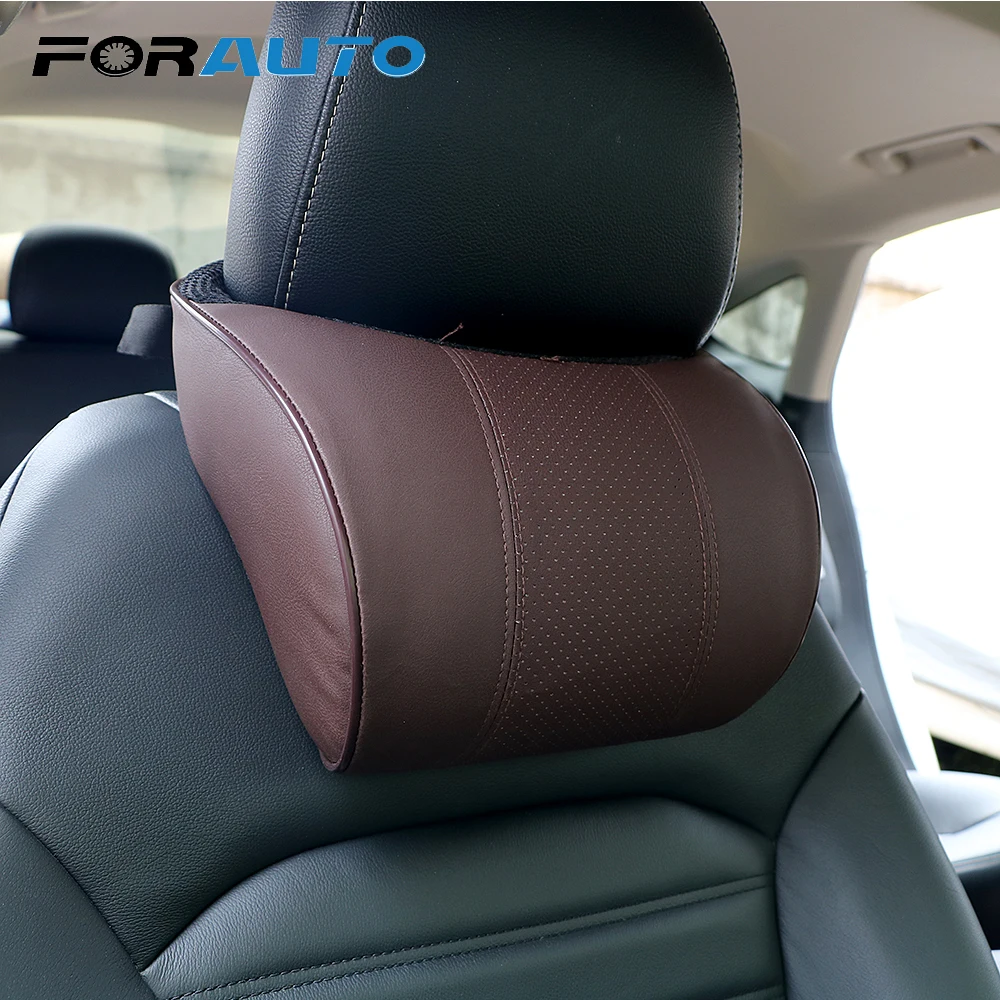 Car Neck Pillow Auto Head Rest Cushion Leather Soft Memory Cotton Neck Protection Comfortable