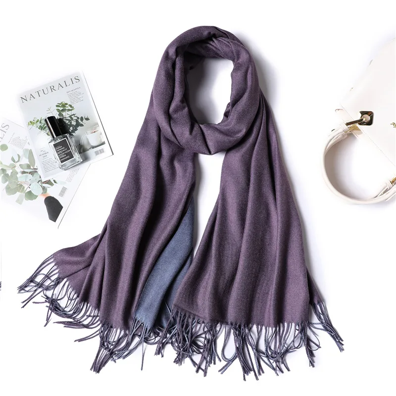 Дизайн, зимний женский шарф, модные однотонные двухсторонние мягкие кашемировые шарфы, шаль и обертывания, бандана, женский платок с кисточками - Цвет: S8