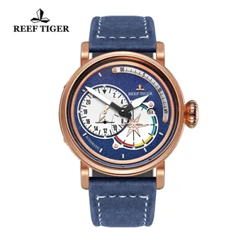 

2019 Reef Tiger/RT Brand Men's Pilot Watches Leather Automatic Mechanical Military Waterproof Watch Relogio Masculino RGA3019