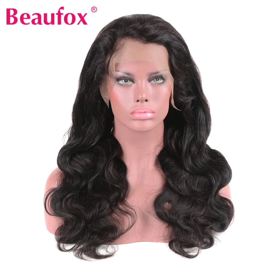 Beaufox парики из натуральных волос на кружеве для черных женщин, перуанские объемные волнистые кружевные парики, предварительно выщипанные волосы 150% 13x4 Remy