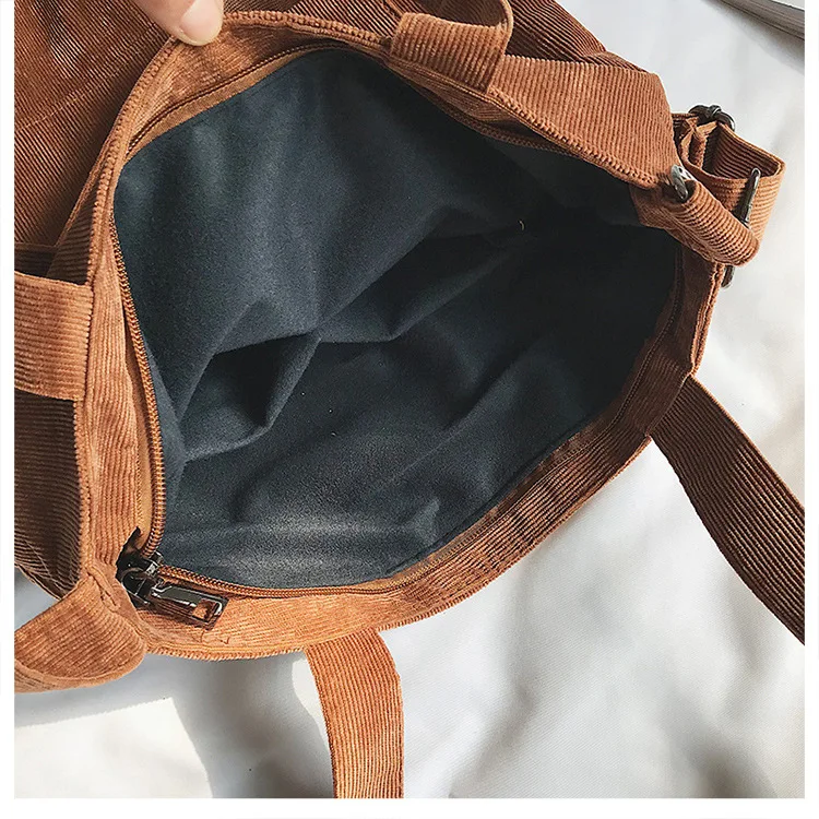 Women Corduroy Tote Bags Summer Canvas Shoulder Shopper Bag Female Vintage Eco Handbag 2019 Large Black Crossbody Messenger Bags (4)
