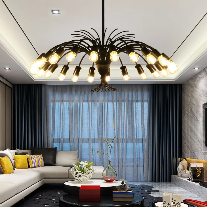 

Nordic Iron LED Pendant Chandelier Lights For Living Dining Room E27 Gold /Black Chandelier Lamp Fixtures Fountain Type Lamp