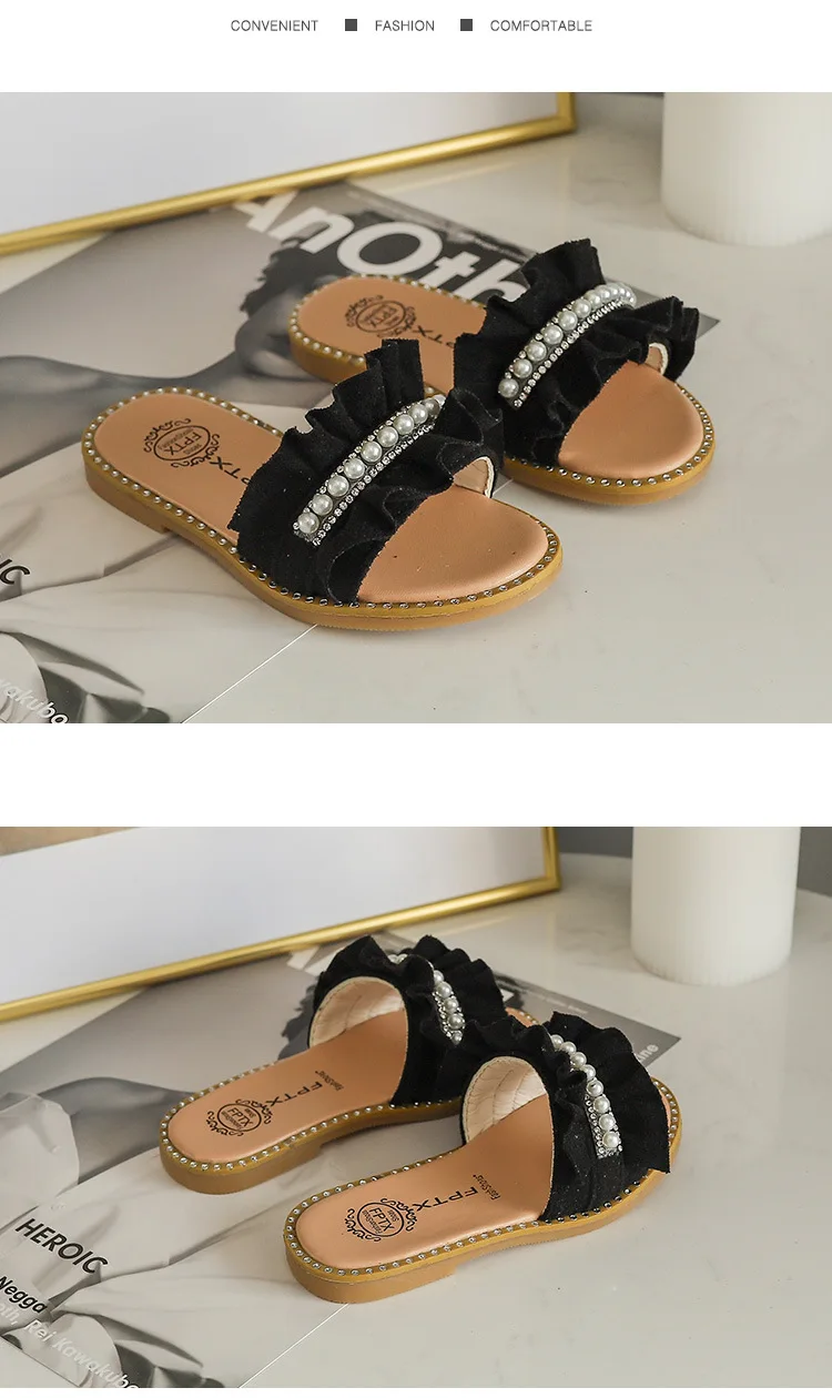 Йоркзалер летняя детская обувь принцессы для девочек 3 цвета жемчужные тапочки для девочек повседневные сандалии детская модная дышащая обувь