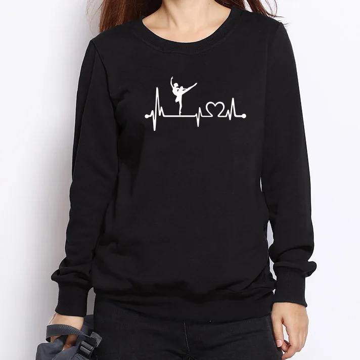 

New Fashion 2017 Harajuku Ballet Ballerina Dance Printed Women Hoodies Casual Winter Crew Neck Sweatshirts Womens Tops