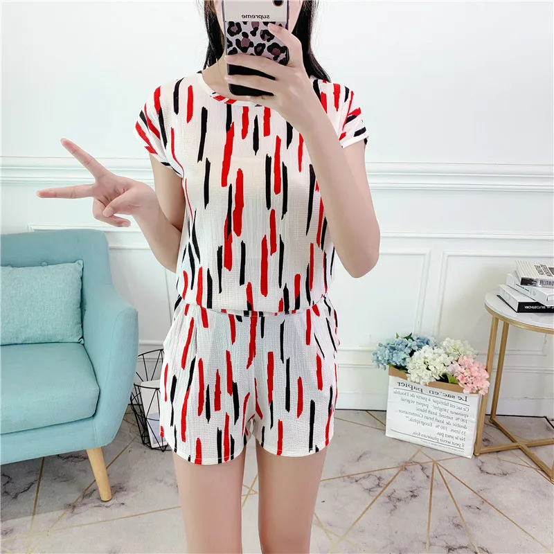 

White Short 2 Piece Set Women Chiffon Pant and Top Plus Size Outfit Tracksuit Sportswear Fitness Co-ord Set 2019 Summer Clothing