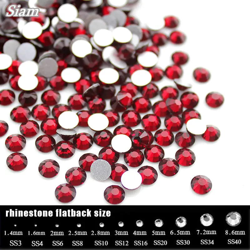 

Siam Round Flat Back Rhinestones Crystal Decorations Non Hot-Fix Rhinestone