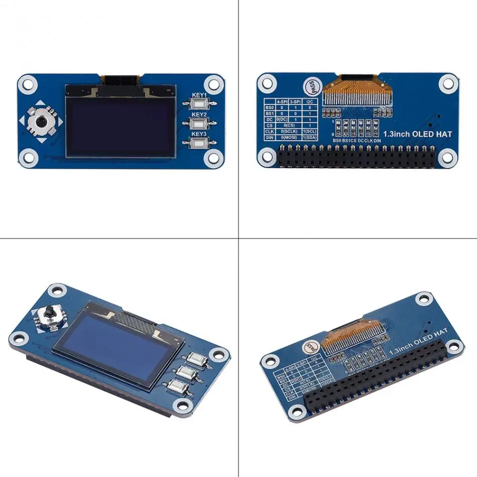 1,3 дюймов OLED Дисплей шляпа Плата расширения для Raspberry Pi 2B/3B/Zero Поддержка 4-провод SPI/3-провод SPI/I2C Интерфейс