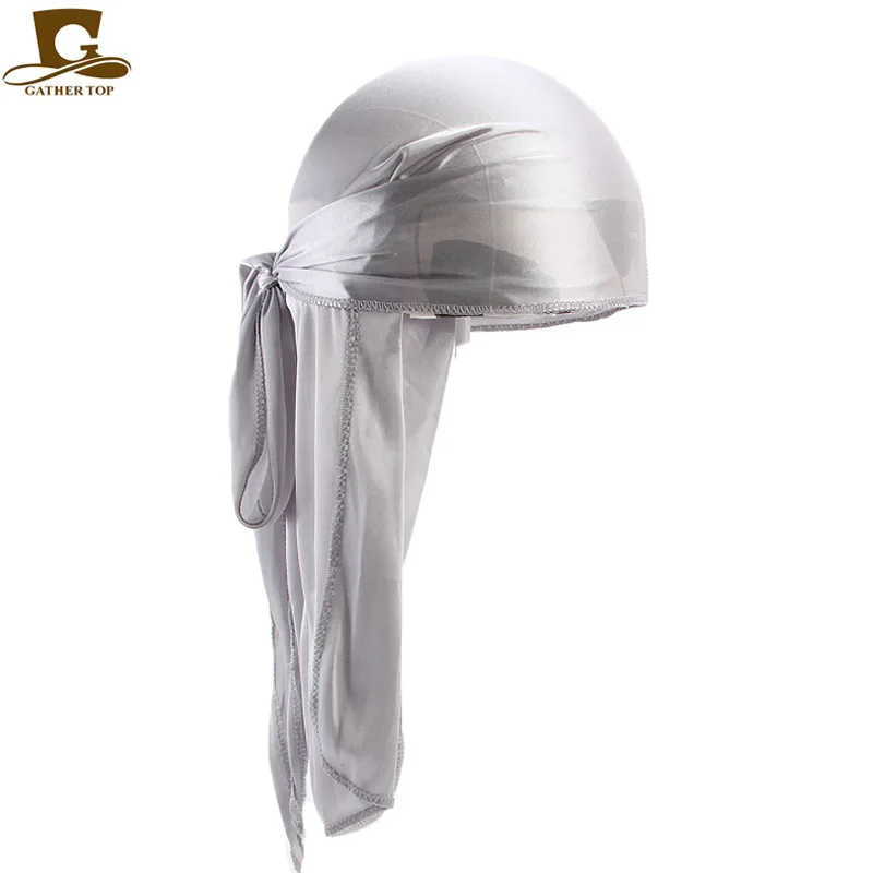 New Fashion Men's Satin Durags Bandanna Turban Wigs Men Silky Durag Headwear Headband Pirate Hat Hair Accessories white hair clips Hair Accessories