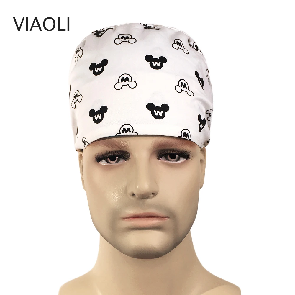 

Multiple pattern selection Breathable Print Operating Cap Medical Laboratory Scrub Cap Surgeon Surgical Cap Nurse Cap Adjustable