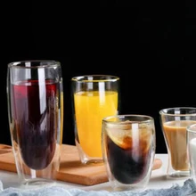 Двухслойная чашка стеклянная кружка прозрачная простая термостойкая вино пиво кофе высокая бутылка из боросиликатного стекла